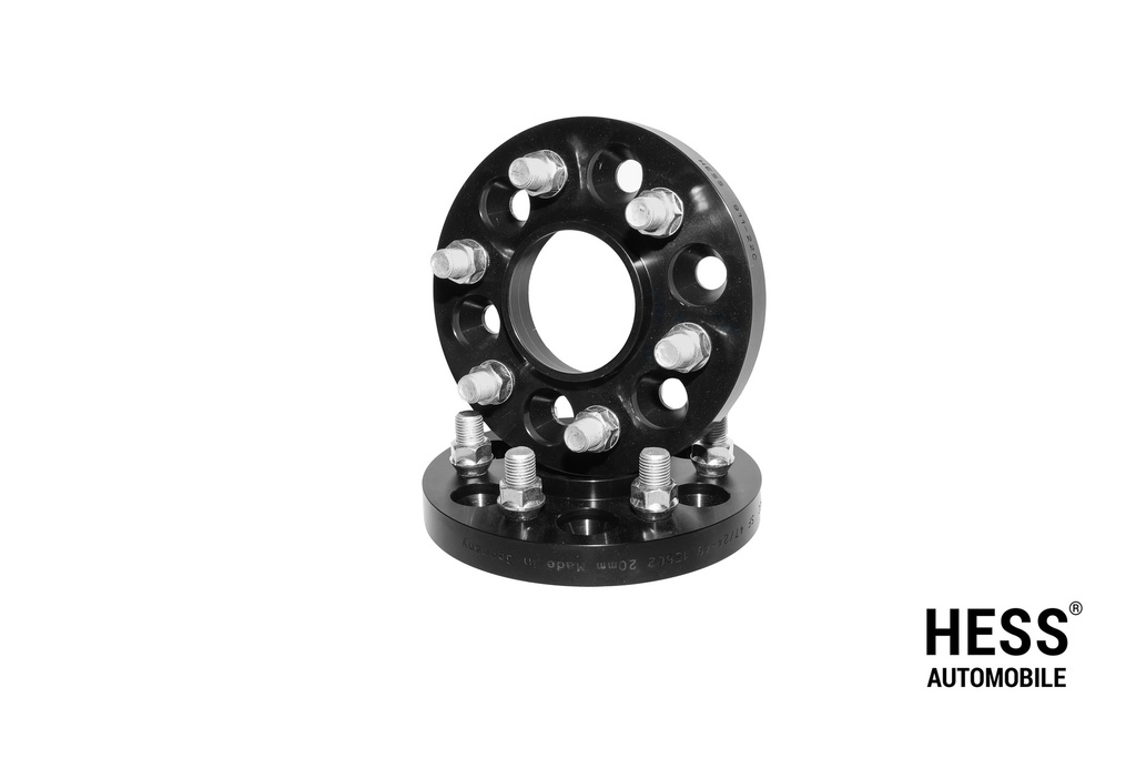 HESS Distanzscheiben 20mm, LK 6/120, schwarz, 2er Set inkl. Befestigungsmuttern