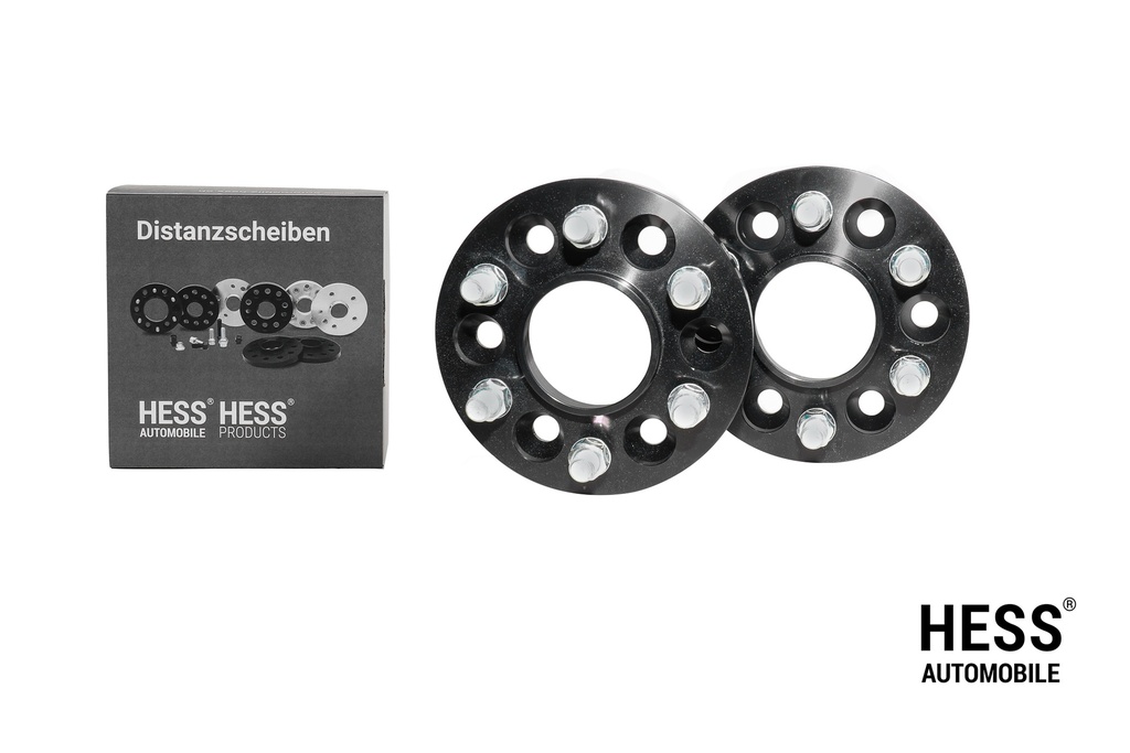 HESS Distanzscheiben 20mm, LK 6/120, schwarz, 2er Set inkl. Befestigungsmuttern