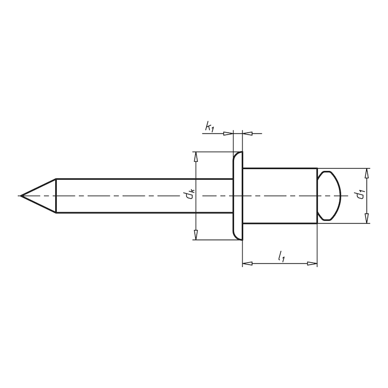 Blindniet Flachkopf, Edelstahl A2, 6,4x12mm