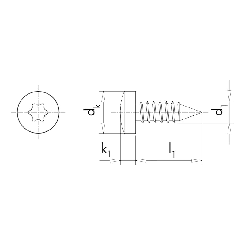 Flachkopf-Blechschraube Form C mit Innensechsrund,Edelstahl A2, 3,5X25 mm