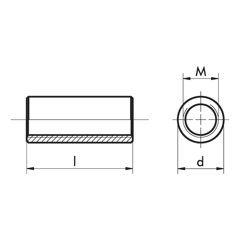 Distanzmuffe rund, Stahl verzinkt