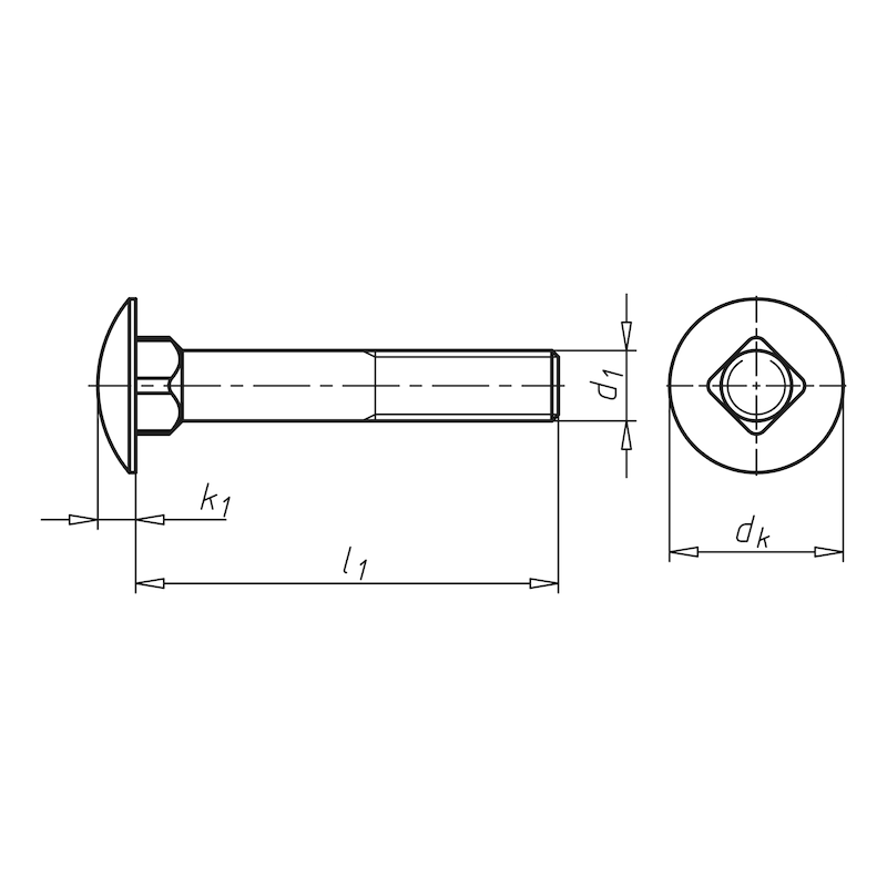 Flachrundschraube mit Vierkantansatz, Stahl FK8.8 verzinkt, M8X30mm