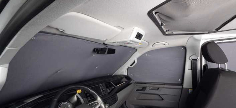 Thermo-Verdunkelungsmatten Fahrerhaus mit Saugnapfbefestigung für Ford Custom / VW New Transporter (2025)-3-teilig