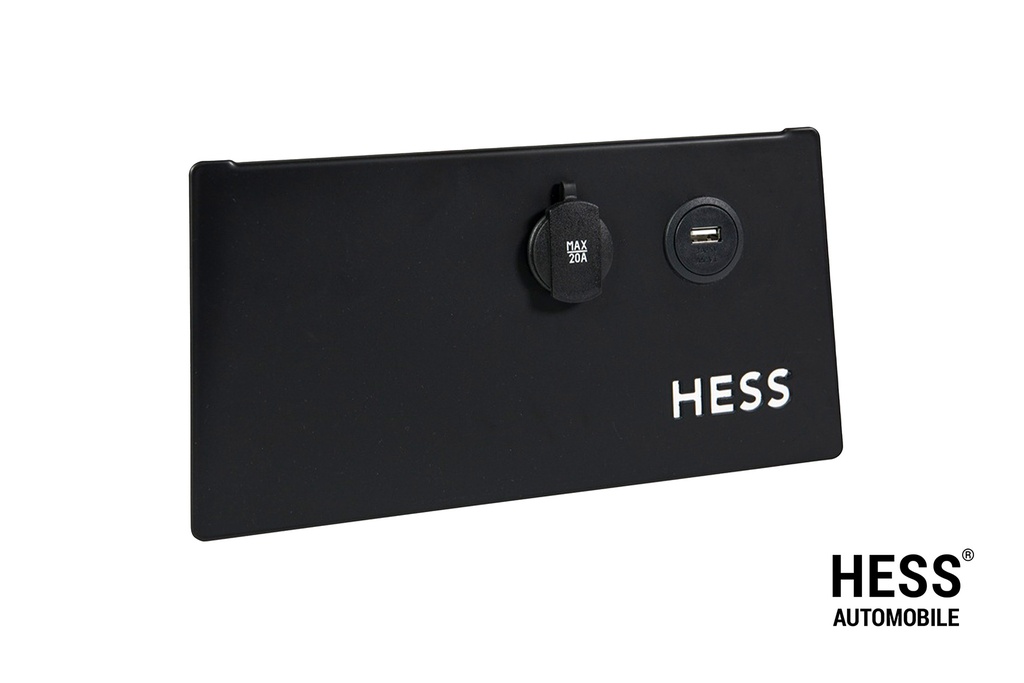 Panel 01 schwarz mit 12Volt Steckdose und USB Steckdose