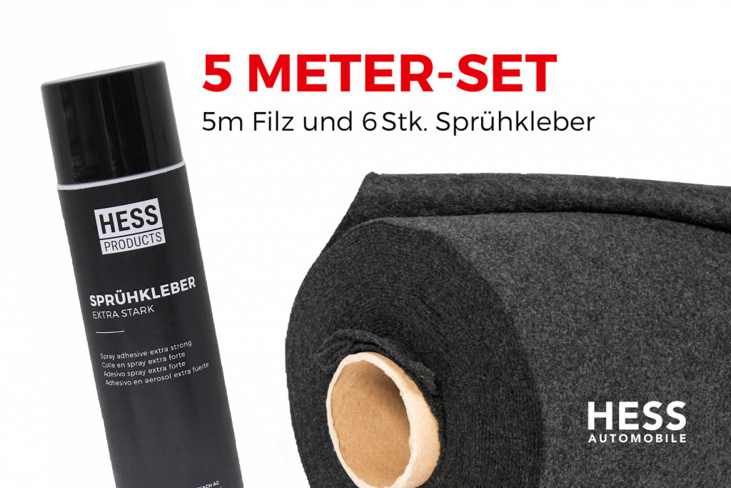Filz für Fahrzeugisolierung, Set à 5 Meter inkl. Kleber, Anthrazit