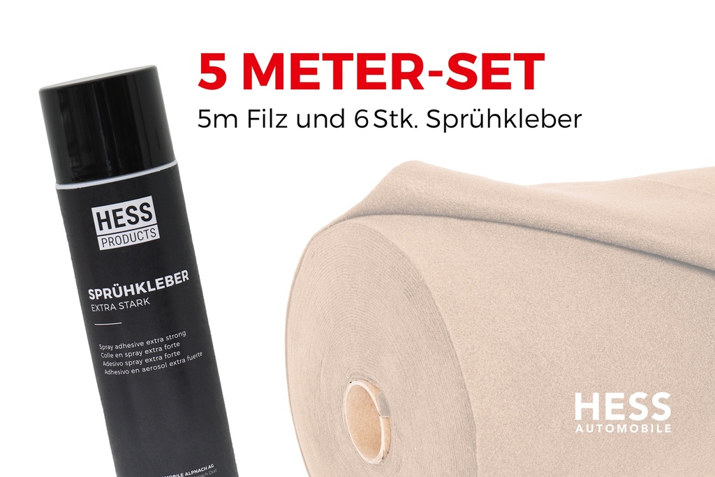 Filz für Fahrzeugisolierung, Set à 5 Meter inkl. Kleber, Beige