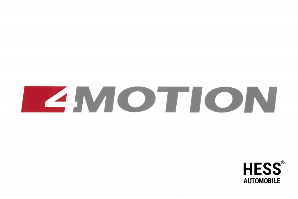 Schriftzug 4Motion für an den hinteren Kotflügel in Rot &amp; Silber