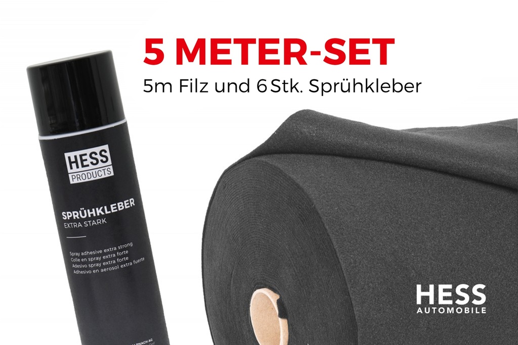 Filz für Fahrzeugisolierung, Set à 5 Meter inkl. Kleber, Schiefer