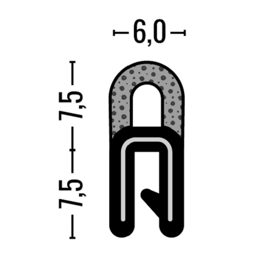 Kantenschutzprofil U 1 -2mm schwarz