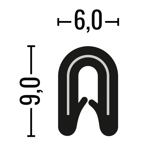 Kantenschutzprofil U 1 - 2mm schwarz
