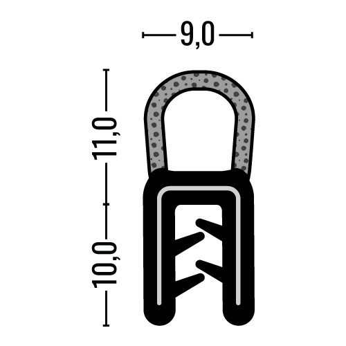 Kantenschutzprofil U 1.0 - 2.5mm schwarz